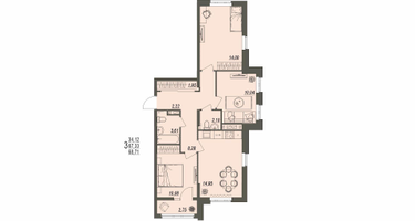 3-к. квартира, 68&nbsp;м²