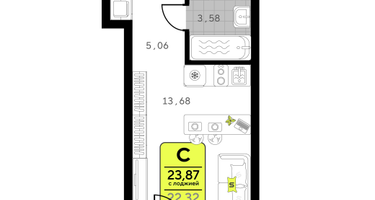 Студия, 23&nbsp;м²