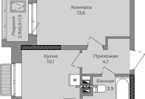 1-к. квартира, 34 м²