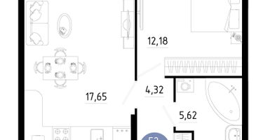 1-к. квартира, 43&nbsp;м²