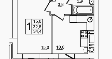 1-к. квартира, 34 м²