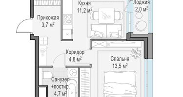 1-к. квартира, 37&nbsp;м²