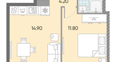 Студия, 34 м²