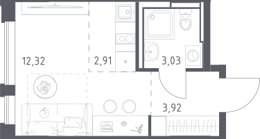 Студия, 22&nbsp;м²