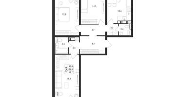 3-к. квартира, 88&nbsp;м²