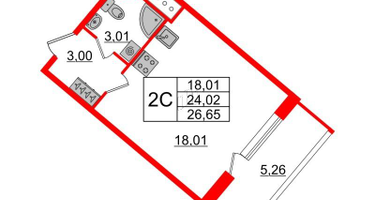 Студия, 24&nbsp;м²
