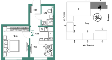 2-к. квартира, 30&nbsp;м²