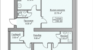 4-к. квартира, 105&nbsp;м²