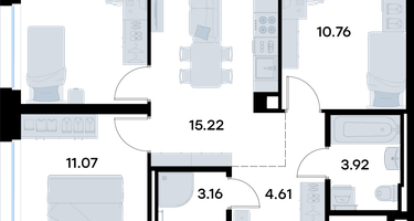 3-к. квартира, 59 м²