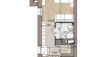 Студия, 28 м²