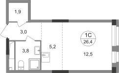 Студия, 26&nbsp;м²