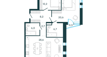 3-к. квартира, 85 м²