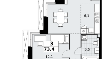 3-к. квартира, 73&nbsp;м²