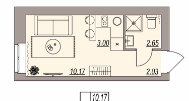 Студия, 17&nbsp;м²