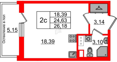 Студия, 24 м²