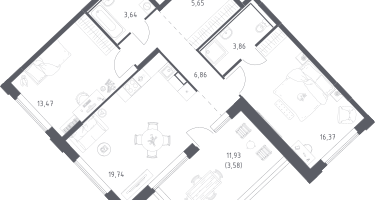 Студия, 73&nbsp;м²