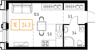 Студия, 24 м²