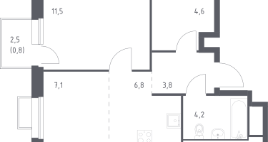 Студия, 38&nbsp;м²