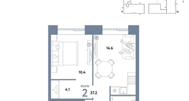 2-к. квартира, 37 м²