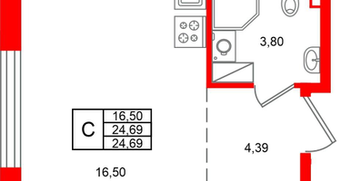 Студия, 24&nbsp;м²