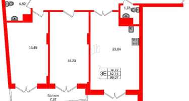 2-к. квартира, 96&nbsp;м²