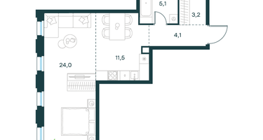 1-к. квартира, 47&nbsp;м²