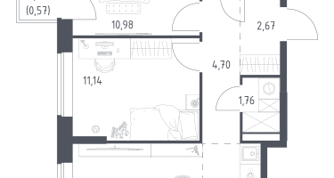 Студия, 52&nbsp;м²