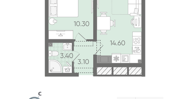 1-к. квартира, 31&nbsp;м²