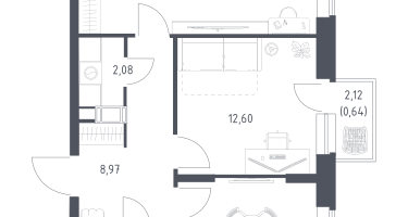 2-к. квартира, 57&nbsp;м²