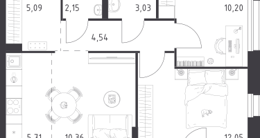 Студия, 53&nbsp;м²