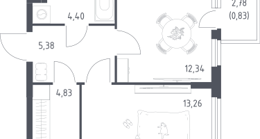 1-к. квартира, 41&nbsp;м²