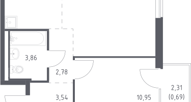 Студия, 41&nbsp;м²
