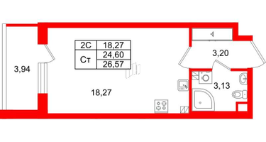 Студия, 24&nbsp;м²