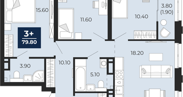 3-к. квартира, 77&nbsp;м²