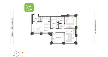 3-к. квартира, 79&nbsp;м²