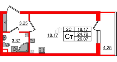 Студия, 24 м²