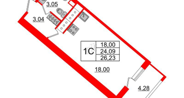 Студия, 24 м²