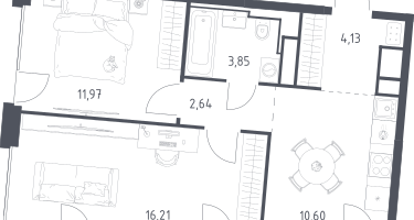 2-к. квартира, 49&nbsp;м²