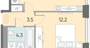 Студия, 38 м²
