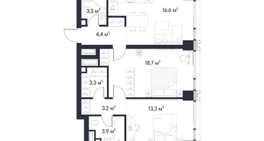 2-к. квартира, 66 м²