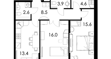 2-к. квартира, 64&nbsp;м²