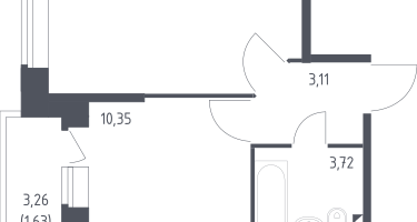 1-к. квартира, 31&nbsp;м²