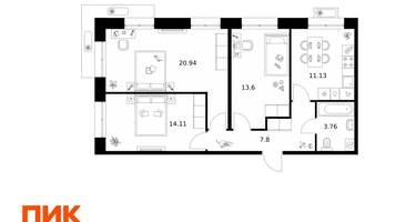 3-к. квартира, 71 м²