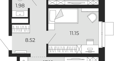2-к. квартира, 53&nbsp;м²