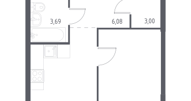 1-к. квартира, 36&nbsp;м²