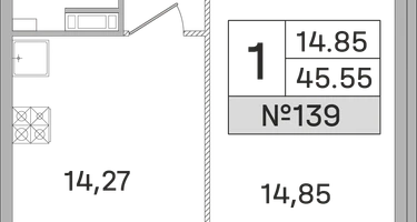 1-к. квартира, 45&nbsp;м²