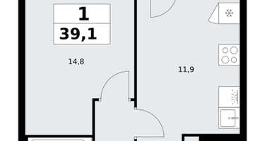 1-к. квартира, 39&nbsp;м²