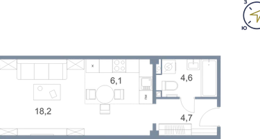 Студия, 33&nbsp;м²
