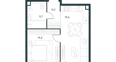 1-к. квартира, 43&nbsp;м²