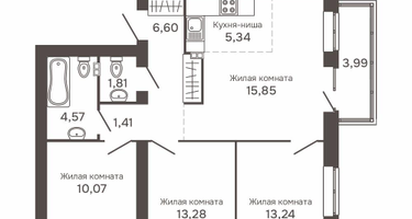 4-к. квартира, 74&nbsp;м²